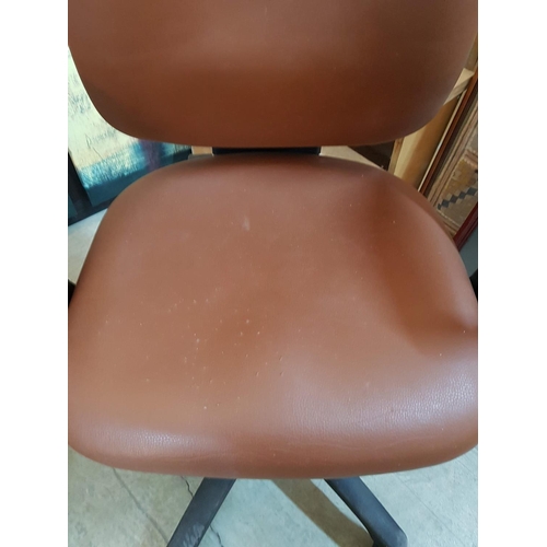 203 - Brown Leather Effect Office Chair (A/F)