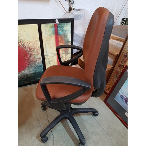 203 - Brown Leather Effect Office Chair (A/F)