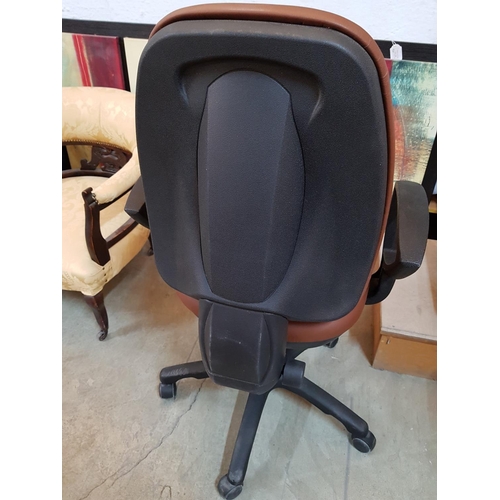 203 - Brown Leather Effect Office Chair (A/F)