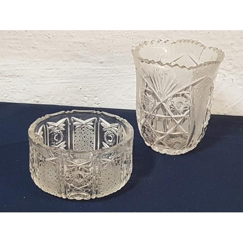 207 - Retro Crystal Bohemia Vase (H:13.5cm x Ø11.5cm) and Matching Sweet Bowl (Ø12cm x H:7cm)