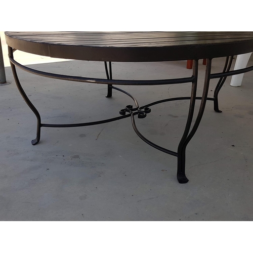 240 - Black Heavy Metal Garden Coffee Table, Round(Ø111cm x H:50cm) with Decorative Legs