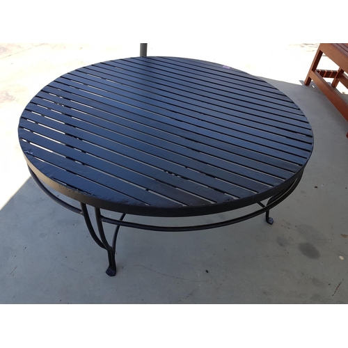 240 - Black Heavy Metal Garden Coffee Table, Round(Ø111cm x H:50cm) with Decorative Legs