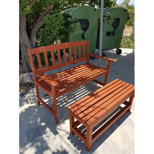 241 - Traditional Wooden Garden Bench with Back and One Other with No Back (x2)