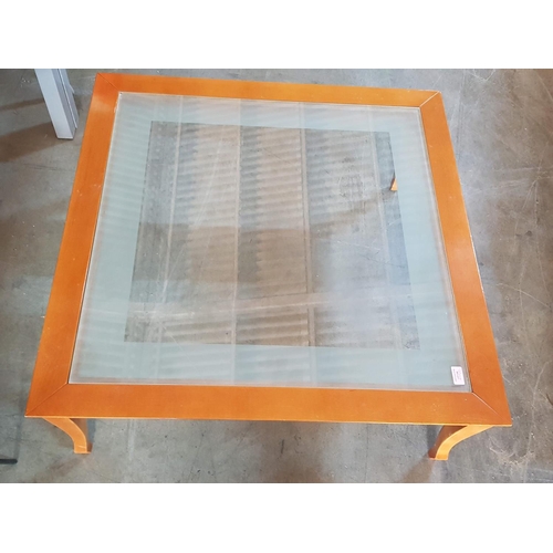 244 - Square Coffee Table with Glass Top (93 x 93 x 38cm)