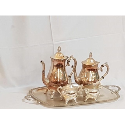 252 - Vintage Silver Plated Tea / Coffee Set inc; Tea Pot, Coffee Pot, Sugar Bowl, Cream / Milk Jug and La... 