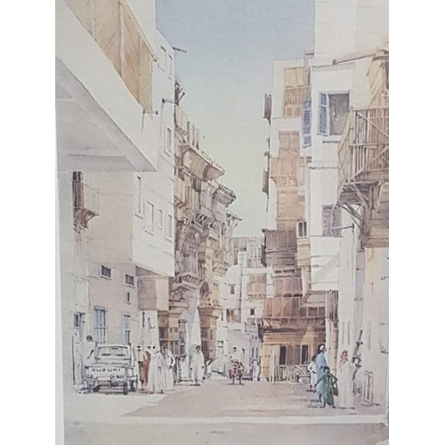 370 - 2 x Saudi Arabia, Old Teddah Prints of Watercolour by Spencer W. Tart in Matching Frames (32 x 42cm ... 