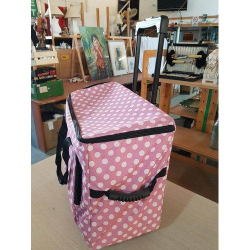 371 - Pink with White Spotted Sewing Machine Trolley