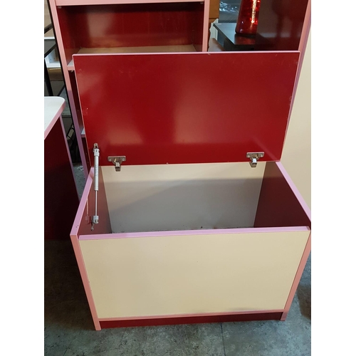 374 - Pink / Red Children's Room Set inc; Bookshelf, Desk, 3 x Wall Shelfs, Chest of Drawer and 3 - Door C... 