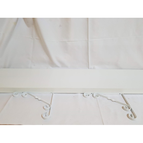 383 - White Rectangular Wall Shelf (118  x 23.5 x 4cm) with Metal Decorative Bracket Together with Set of ... 