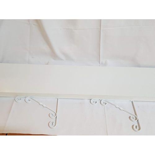 383 - White Rectangular Wall Shelf (118  x 23.5 x 4cm) with Metal Decorative Bracket Together with Set of ... 