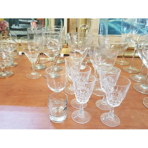 393 - Large Collection of Drinking Glasses with Glass Jug and 2 x Dessert Dishes