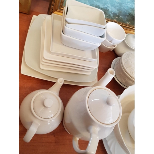 394 - Collection of White Crockery inc; Teapot, Coffee Pot and Assorted Plates