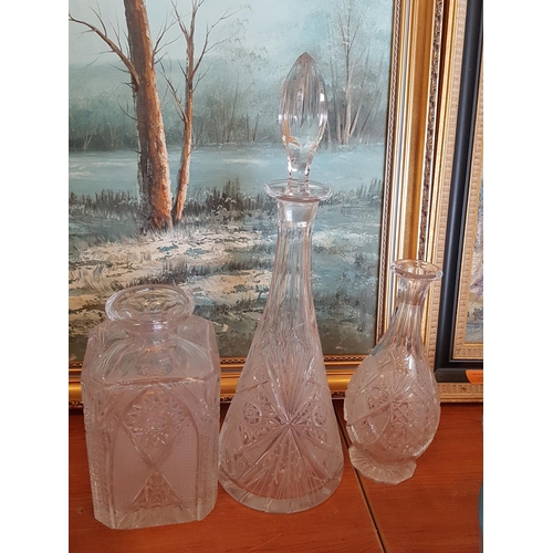 395 - 3 x Glass Decanters (A/F)