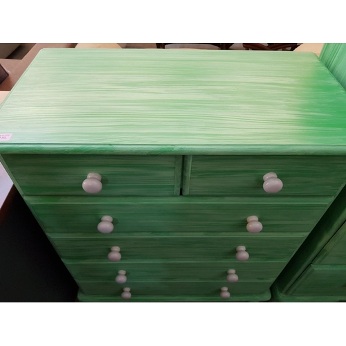 524 - 6 - Drawer Chest of Drawer Light Green with White Round Handles (42 x 79 x 93cm)