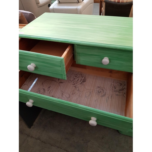 524 - 6 - Drawer Chest of Drawer Light Green with White Round Handles (42 x 79 x 93cm)