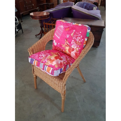 525 - Patio Rattan Armchair with Chinese Pattern Cushions (2)