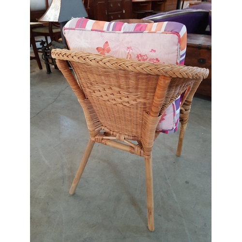 525 - Patio Rattan Armchair with Chinese Pattern Cushions (2)