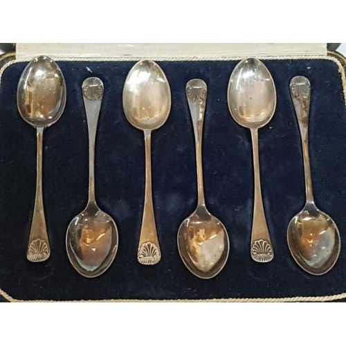 534 - Set of 6 x Vintage Silver Tea Spoons in Display Case