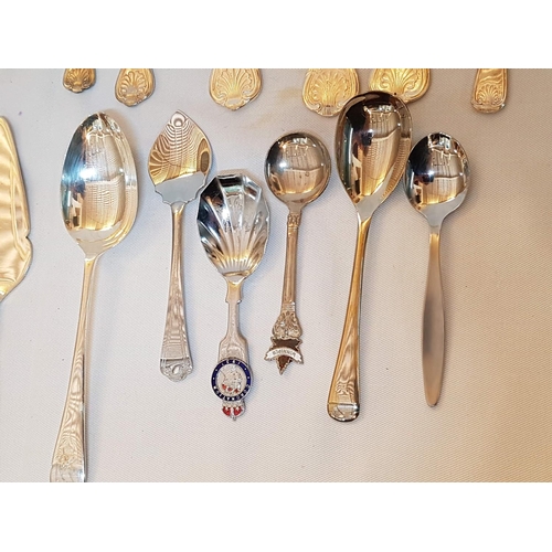 208 - Large Collection of Serving Cutlery; Different Brand, Shape and Pattern (Silver Plated, EPNS and Sta... 