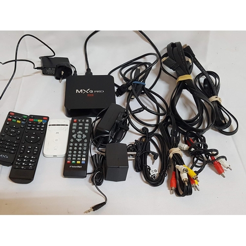 544 - MX QPRO 4K TV Box with Remote, HDMI Cables and Other Remotes