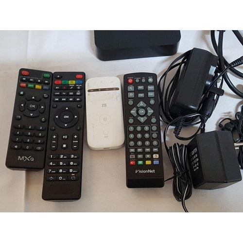 544 - MX QPRO 4K TV Box with Remote, HDMI Cables and Other Remotes