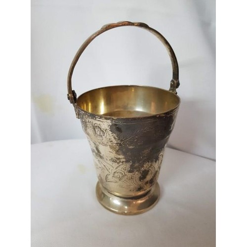 122 - Vintage Style White Metal Ice Bucket (Ø10.5cm x H:12cm) Together with Ice Tong