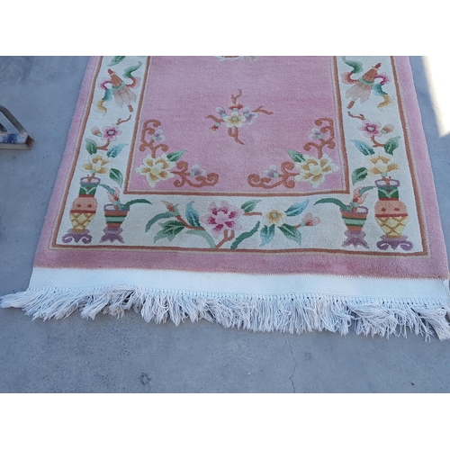 158 - Deep Pile Small Rug Pink with Oriental Pattern (165 x 90cm)