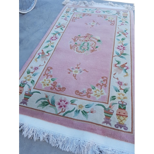 158 - Deep Pile Small Rug Pink with Oriental Pattern (165 x 90cm)