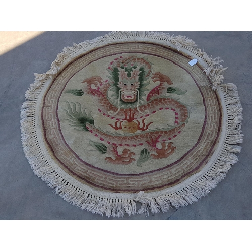 547 - Small Round Carpet Deep Pile with Oriental Pattern (Ø90cm)