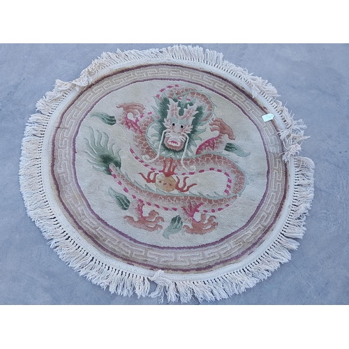 547 - Small Round Carpet Deep Pile with Oriental Pattern (Ø90cm)