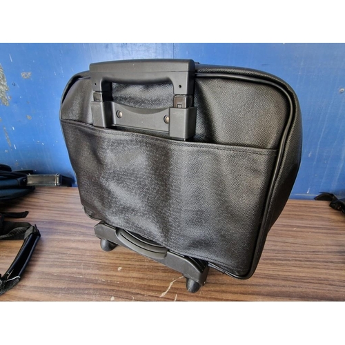 839 - Collection of Travel Bags; Samsonite Green Canvas Laptop Bag, Together with Black 'Chivas' Leather E... 