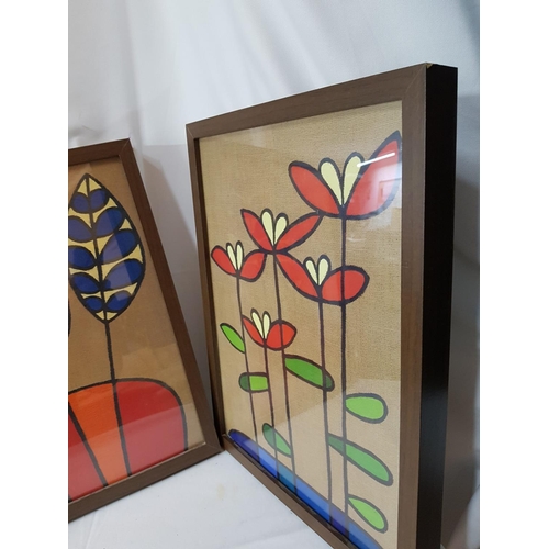 325 - 2 x Prints of Flowers in Wooden Frames (33 x 43cm each), (2)