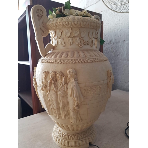 528 - Fountain in Shape of Greek Style Urn with Black Light (H:58cm) *Working when Lotted*