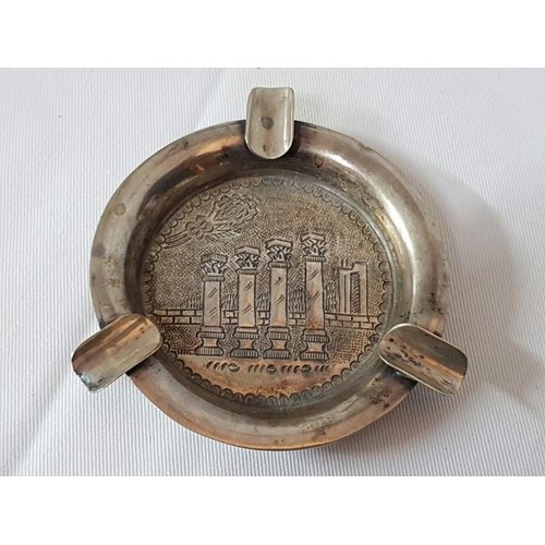 191 - 2 x Small Silver (.830) Ashtrays with Greek Pattern (Ø8cm each) Total Weight Approx 70gr (Together)