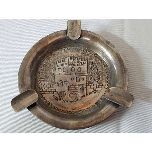 191 - 2 x Small Silver (.830) Ashtrays with Greek Pattern (Ø8cm each) Total Weight Approx 70gr (Together)