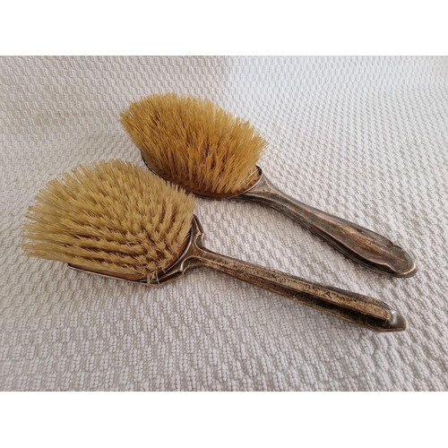 327 - Vintage Sterling Silver Dressing Table Items; Hand Mirror and 2 x Brushes (3)