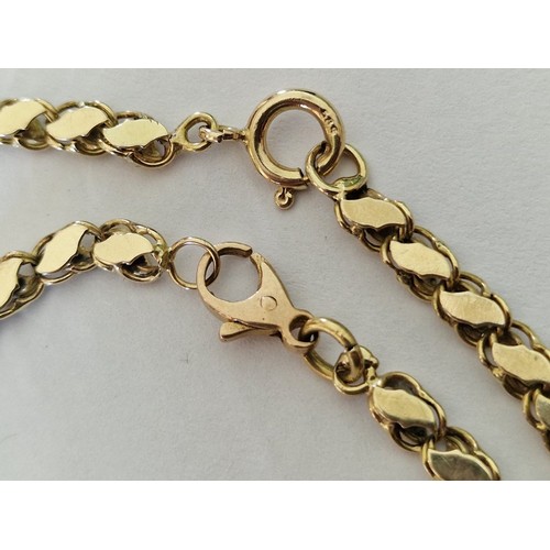 99E - 14ct Gold (.585) Necklace (Approx. 24g), Together with Matching Bracelet, (Approx. 7.7g), (2)