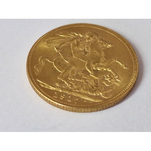 103 - British 1917 P King George V One Sovereign (Full) Gold Coin, (Approx. 8g, Ø:22mm, 22ct Gold).