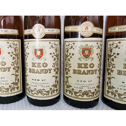 196 - 6 x Bottles of Keo '8 Year', 'Extra' Brandy, Circa 1970's  (6)