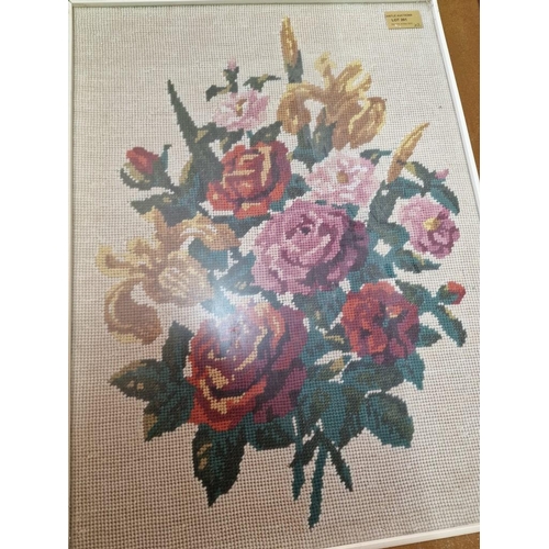 201 - 2 x Tapestries of Flowers in Gilt Frames (Approx. 52 x 65cm), (a/f)