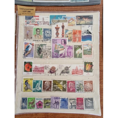 208 - Collection of Assorted World Stamps, on 8 x Stock Cards