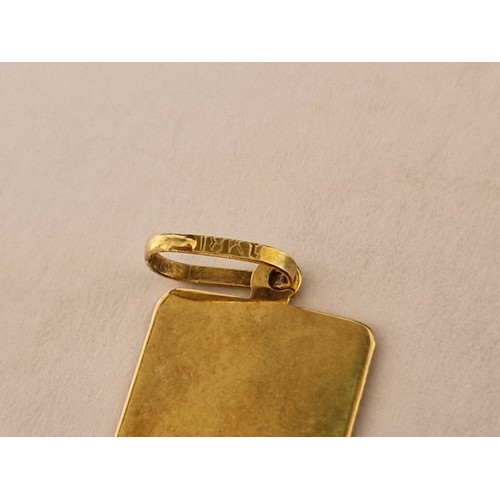 59 - Decorative 18ct Gold Rectangular Shape Pendant with Heart Cut-Out, (Approx. 0.8g, 18 x 11mm)