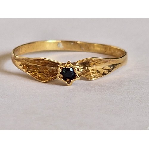 64 - 18ct Gold Ring Set with Blue Stone, (Approx. 1.3g)