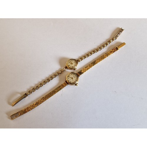 65 - 2 x Vintage Ladies 9ct Gold Wrist Watches; 'Bernex' and 'Hefik', Both Swiss Made, Manual Wind Moveme... 