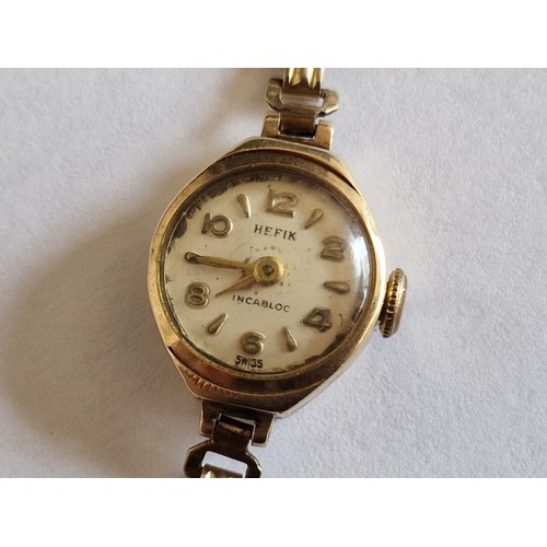 65 - 2 x Vintage Ladies 9ct Gold Wrist Watches; 'Bernex' and 'Hefik', Both Swiss Made, Manual Wind Moveme... 