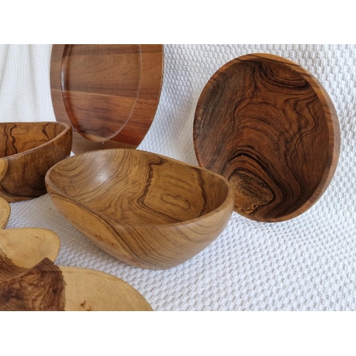 216 - Collection of 5 x Solid Wood African Carved Bowls, (5)