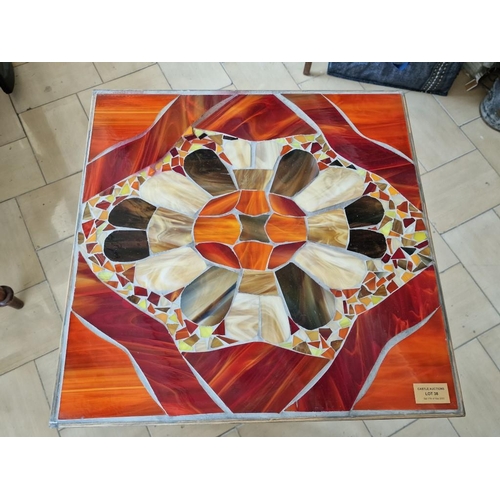 38 - Folding Wooden Table with Square Mosaic Decorative Tiled Top, (Approx. 45 x 45 x 70cm)