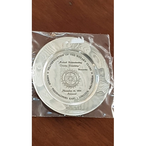 120 - Silver (.830) Dish (Ø10cm) with Commemorative Engraining for the Rotary Clubs, Total Weight 35gr