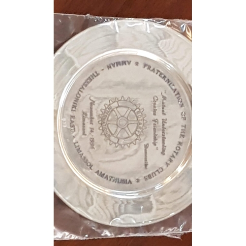 120 - Silver (.830) Dish (Ø10cm) with Commemorative Engraining for the Rotary Clubs, Total Weight 35gr