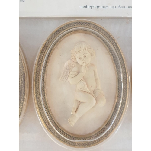 121 - Collection of 3 x Charming's Mini Cherub Wall Plaques (Oval 8 x 11cm each)